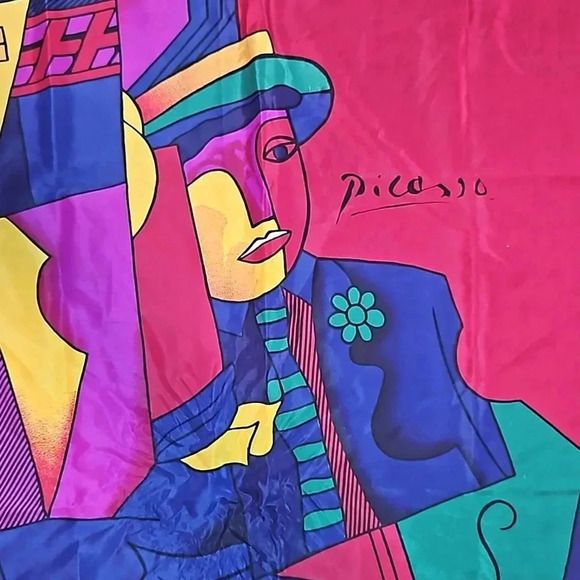Source Unknown Accessories - Vintage Picasso Silk Scarf 100% Silk Art Print